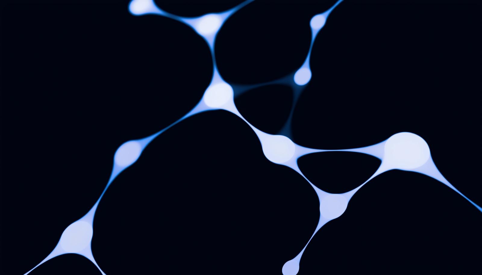 Abstract: soft nodes connected by fine lines, dark